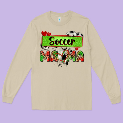 Soccer Mama With Leopard Long Sleeve Tee Designed By Zillion Design Studio