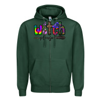 Sports Green witch please Zipper Hoodie - CowhideDigitalArt