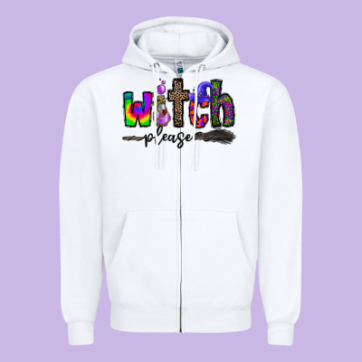 Witch Please Zipper Hoodie Designed By Cowhidedigitalart