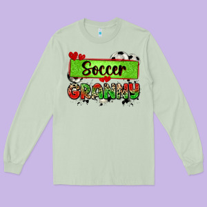 Soccer Granny With Leopard Long Sleeve Tee Designed By Zillion Design Studio