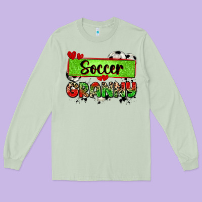 Soccer Granny With Leopard Long Sleeve Tee Designed By Zillion Design Studio