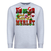 Heather Grey ho ho ho and a bottle of merlot Premium Sweatshirt - AdoDesignShop