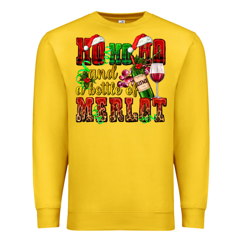 Ho Ho Ho And A Bottle Of Merlot Premium Sweatshirt by AdoDesignShop | Teevron
