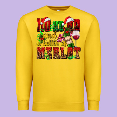 Ho Ho Ho And A Bottle Of Merlot Premium Sweatshirt Designed By Adodesignshop