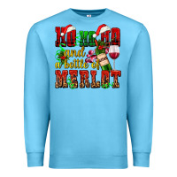 Ocean Blue ho ho ho and a bottle of merlot Premium Sweatshirt - AdoDesignShop