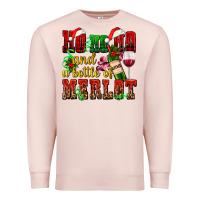 Pale Pink ho ho ho and a bottle of merlot Premium Sweatshirt - AdoDesignShop