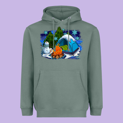 Winter Camping With Camp Fire Heavyweight Hoodie Designed By Adodesignshop