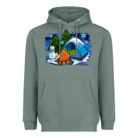 Sage winter camping with camp fire Heavyweight Hoodie - AdoDesignShop