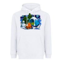White winter camping with camp fire Heavyweight Hoodie - AdoDesignShop