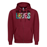 Burgundy Oh how he loves us Zipper Hoodie - Neo Western