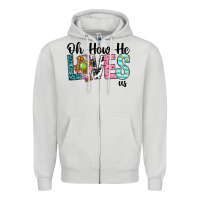 Dove Grey Oh how he loves us Zipper Hoodie - Neo Western