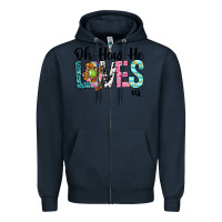 Navy Oh how he loves us Zipper Hoodie - Neo Western