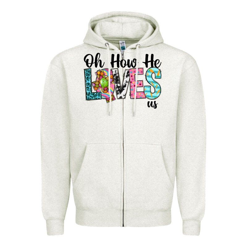 Oh How He Loves Us Zipper Hoodie by Neo Western | Teevron