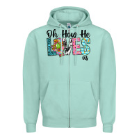 Seafoam Oh how he loves us Zipper Hoodie - Neo Western