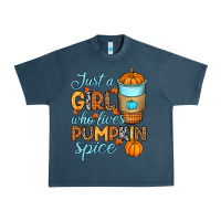 Midnight Navy Just a girl who loves pumpkin spice Urban Heavy Tee - RanaPortraitStore
