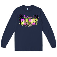 Navy hot girl summer with palms Long Sleeve Tee - texasbilliewilder