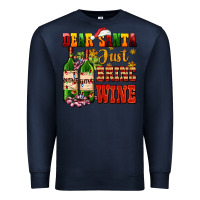 Navy dear santa just bring wine Premium Sweatshirt - AdoDesignShop