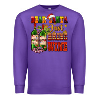 Purple dear santa just bring wine Premium Sweatshirt - AdoDesignShop
