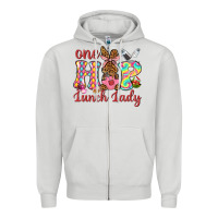 Dove Grey One hip lunch lady Zipper Hoodie - Neo Western