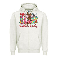 Oatmeal Heather One hip lunch lady Zipper Hoodie - Neo Western