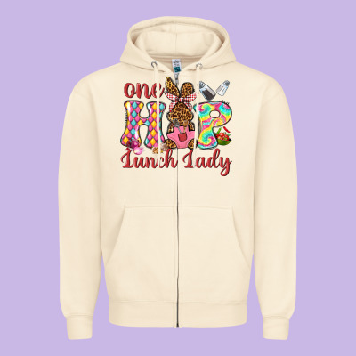 One Hip Lunch Lady Zipper Hoodie Designed By Neo Western