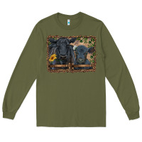 Army Green western black angus cattle and calf with leopard Long Sleeve Tee - RanaPortraitStore