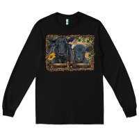 Black western black angus cattle and calf with leopard Long Sleeve Tee - RanaPortraitStore