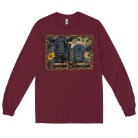 Burgundy western black angus cattle and calf with leopard Long Sleeve Tee - RanaPortraitStore