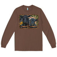 Chestnut western black angus cattle and calf with leopard Long Sleeve Tee - RanaPortraitStore