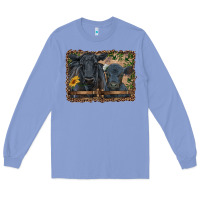 Colony Blue western black angus cattle and calf with leopard Long Sleeve Tee - RanaPortraitStore