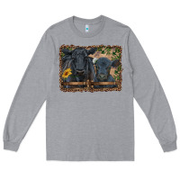 Heather Grey western black angus cattle and calf with leopard Long Sleeve Tee - RanaPortraitStore
