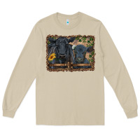 Mushroom western black angus cattle and calf with leopard Long Sleeve Tee - RanaPortraitStore