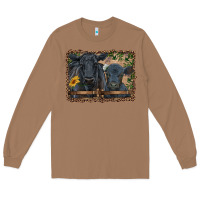 Toasted Coconut western black angus cattle and calf with leopard Long Sleeve Tee - RanaPortraitStore