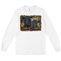 White western black angus cattle and calf with leopard Long Sleeve Tee - RanaPortraitStore