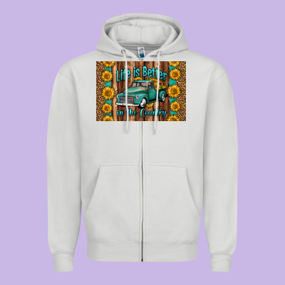 Life Is Better In The Country Skinny Metal Can Holder Zipper Hoodie Designed By Hra Design Shop