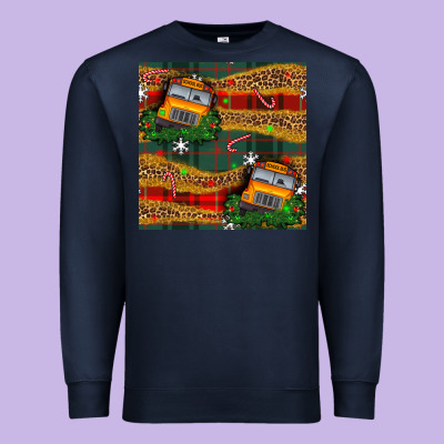 Christmas School Bus Seamless Pattern Premium Sweatshirt Designed By Bundleandbundleshop