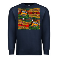 Navy christmas school bus seamless pattern Premium Sweatshirt - BundleAndBundleShop