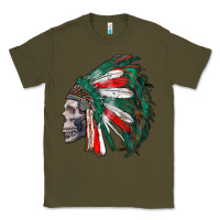 Army Green mexican indian headdress with skull Classic Tee - RanaPortraitStore