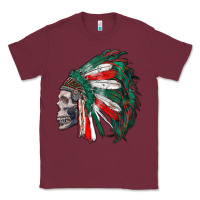 Burgundy mexican indian headdress with skull Classic Tee - RanaPortraitStore