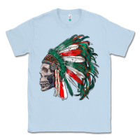 Dusty Blue mexican indian headdress with skull Classic Tee - RanaPortraitStore