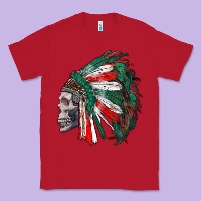 Mexican Indian Headdress With Skull Classic Tee Designed By Ranaportraitstore