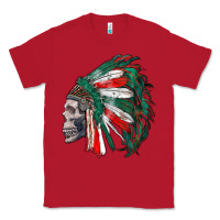 Red mexican indian headdress with skull Classic Tee - RanaPortraitStore