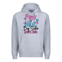 Heather Grey pink or blue big sister loves you Premium Hoodie - MaliasSmallBusiness