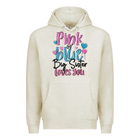 Oatmeal Heather pink or blue big sister loves you Premium Hoodie - MaliasSmallBusiness