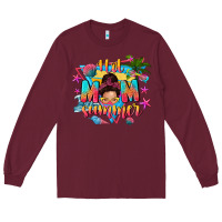 Burgundy hot mom summer with messy bun Long Sleeve Tee - texasbilliewilder