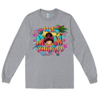 Heather Grey hot mom summer with messy bun Long Sleeve Tee - texasbilliewilder