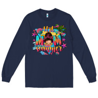 Navy hot mom summer with messy bun Long Sleeve Tee - texasbilliewilder