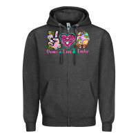 Charcoal Heather Peace Love Easter Zipper Hoodie - Neo Western