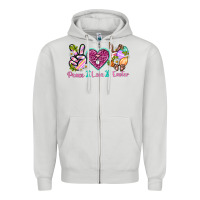 Dove Grey Peace Love Easter Zipper Hoodie - Neo Western