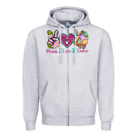 Heather Grey Peace Love Easter Zipper Hoodie - Neo Western